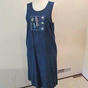 Westbound Petites Vintage Denim Flora Embroidered Pockets Dress Petite Small